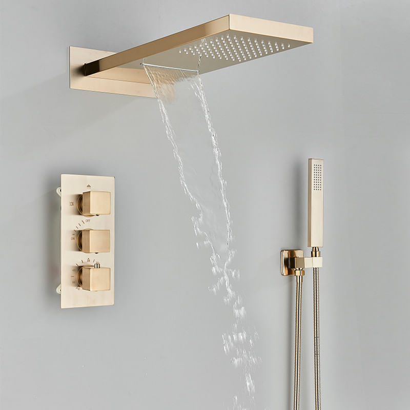 Casa si Gradina - Sanitare - Lavoar baie si accesorii - Baterii sanitare - Set baterie dus, Blackswan, Tip M11.8, model auriu mat, dimensiune 55 cm - Infinity.ro