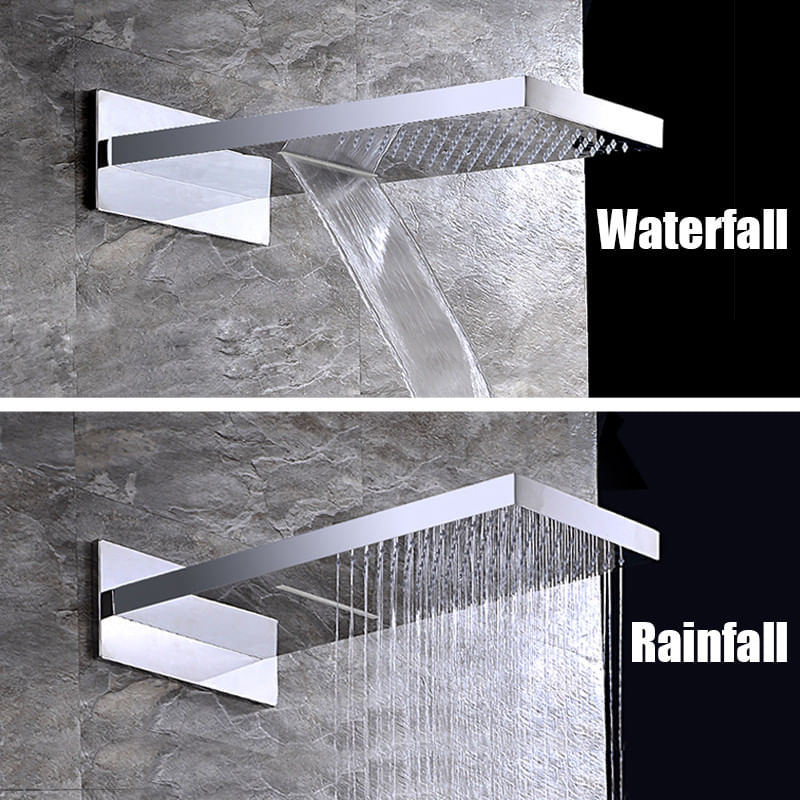 Casa si Gradina - Sanitare - Lavoar baie si accesorii - Baterii sanitare - Set baterie dus, Blackswan, Tip M197, model crom, cu termostat si cap de dus cu 2 moduri, dimensiune 55 cm - Infinity.ro