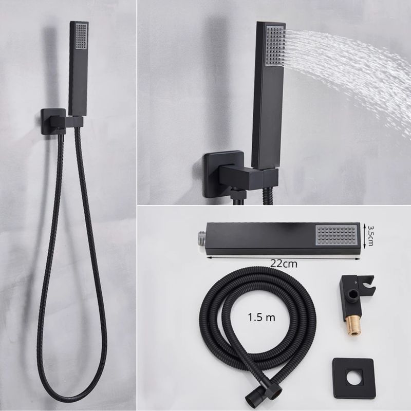 Casa si Gradina - Sanitare - Lavoar baie si accesorii - Baterii sanitare - Set baterie dus, Blackswan, Tip M73.51, model smart negru mat, dimensiune 30 cm - Infinity.ro