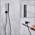 Casa si Gradina - Sanitare - Lavoar baie si accesorii - Baterii sanitare - Set baterie dus, Blackswan, Tip M156, model negru mat, cu 2 cai, termostat si montare tavan, dimensiune 40 cm - Infinity.ro