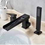 Casa si Gradina - Sanitare - Lavoar baie si accesorii - Baterii sanitare - Set baterie cada si baterie chiuveta, Blackswan, Tip M32, model negru mat, dimensiune 25.5 cm - Infinity.ro