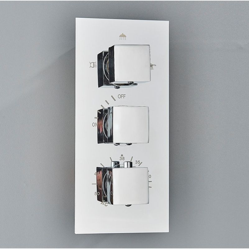 Casa si Gradina - Sanitare - Lavoar baie si accesorii - Baterii sanitare - Set baterie dus, Blackswan, Tip M197, model crom, cu termostat si cap de dus cu 2 moduri, dimensiune 55 cm - Infinity.ro
