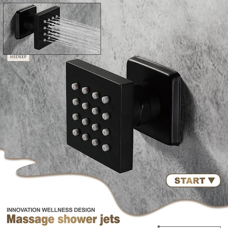 Casa si Gradina - Sanitare - Lavoar baie si accesorii - Baterii sanitare - Set baterie dus cu masaj, Blackswan, Tip M73.32, model negru mat, dimensiune 52 cm - Infinity.ro
