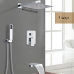 Casa si Gradina - Sanitare - Lavoar baie si accesorii - Baterii sanitare - Set baterie dus, Blackswan, Tip M184, model crom, cu 3 cai si pipa tip cascada, dimensiune 40 cm - Infinity.ro