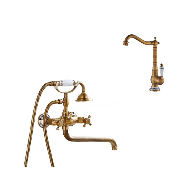 Casa si Gradina - Sanitare - Lavoar baie si accesorii - Baterii sanitare - Set baterie cada si chiuveta, Blackswan, Tip M40.4, model bronz antichizat, dimensiune 30 cm - Infinity.ro