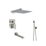 Casa si Gradina - Sanitare - Lavoar baie si accesorii - Baterii sanitare - Set baterie dus, Blackswan, Tip M175, model nichel mat, cu 3 cai si pipa mobila, dimensiune 30 cm - Infinity.ro