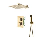 Casa si Gradina - Sanitare - Lavoar baie si accesorii - Baterii sanitare - Set baterie dus, Blackswan, Tip M193, model auriu lucios, 2 cai si termostat, dimensiune 20 cm - Infinity.ro