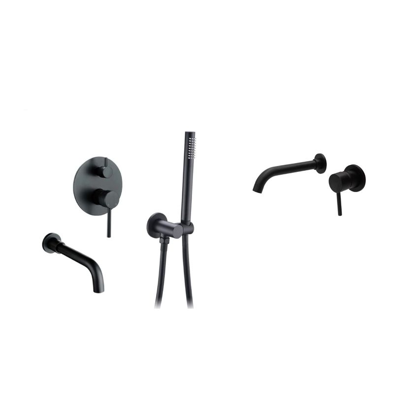 Casa si Gradina - Sanitare - Lavoar baie si accesorii - Baterii sanitare - Set baterie cada si baterie chiuveta, Blackswan, Tip M68, model negru mat, dimensiune 22 cm - Infinity.ro