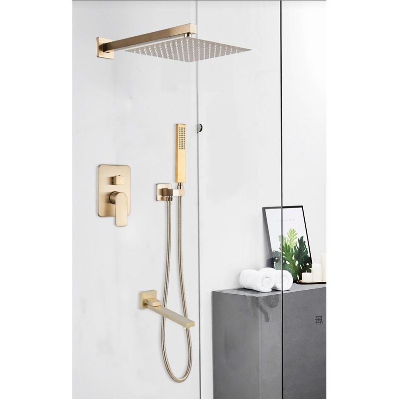 Casa si Gradina - Sanitare - Lavoar baie si accesorii - Baterii sanitare - Set baterie dus, Blackswan, Tip M73.19, model auriu mat, dimensiune 30x30 cm - Infinity.ro