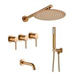 Casa si Gradina - Sanitare - Lavoar baie si accesorii - Baterii sanitare - Set baterie dus, Blackswan, Tip M90.3, model rose gold, dimensiune 37 cm - Infinity.ro