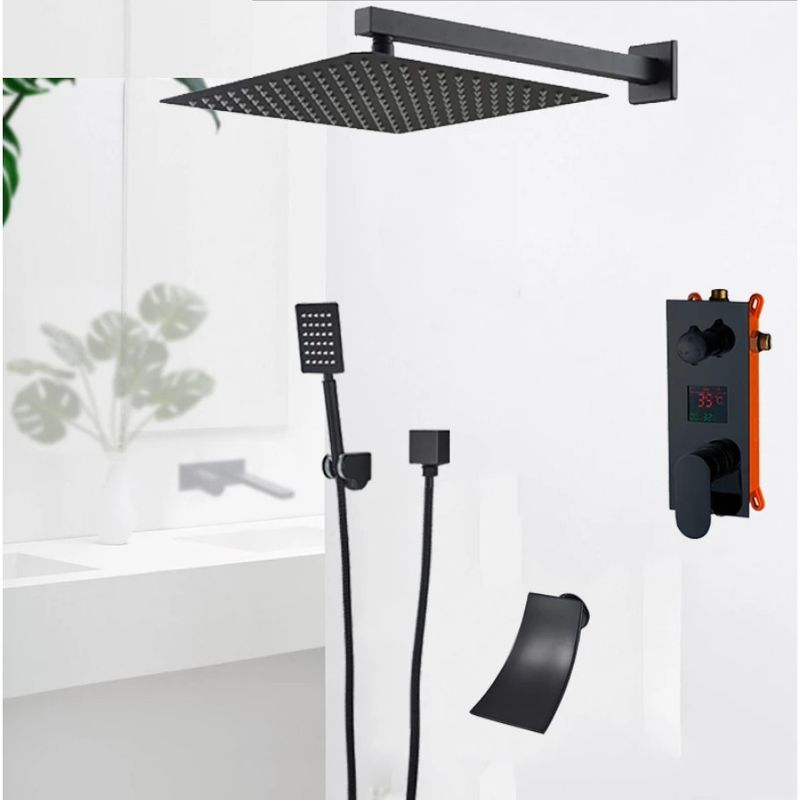 Casa si Gradina - Sanitare - Lavoar baie si accesorii - Baterii sanitare - Set baterie dus, Blackswan, Tip M3.1, model negru mat, dimensiune 20 cm - Infinity.ro