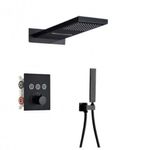 Casa si Gradina - Sanitare - Lavoar baie si accesorii - Baterii sanitare - Set baterie dus, Blackswan, Tip M164, model negru mat, cu 2 cai, termostat, dimensiune 54 cm - Infinity.ro