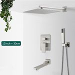 Casa si Gradina - Sanitare - Lavoar baie si accesorii - Baterii sanitare - Set baterie dus, Blackswan, Tip M175, model nichel mat, cu 3 cai si pipa mobila, dimensiune 30 cm - Infinity.ro