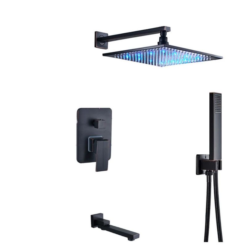 Casa si Gradina - Sanitare - Lavoar baie si accesorii - Baterii sanitare - Set baterie dus, Blackswan, Tip M73.52 LED, model negru antichizat, dimensiune 30 cm - Infinity.ro