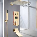 Casa si Gradina - Sanitare - Lavoar baie si accesorii - Baterii sanitare - Set baterie dus, Blackswan, Tip M60.13, model auriu lucios cu pipa cascada, dimensiune 30 cm - Infinity.ro