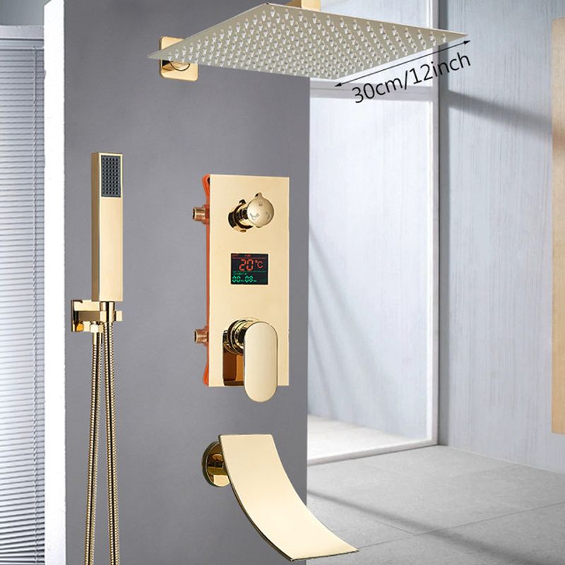 Casa si Gradina - Sanitare - Lavoar baie si accesorii - Baterii sanitare - Set baterie dus, Blackswan, Tip M60.13, model auriu lucios cu pipa cascada, dimensiune 30 cm - Infinity.ro