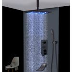 Casa si Gradina - Sanitare - Lavoar baie si accesorii - Baterii sanitare - Set baterie dus, Blackswan, Tip M3.14 SMART/ LED, model negru mat, dimensiune 20 cm - Infinity.ro