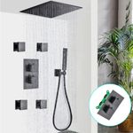 Casa si Gradina - Sanitare - Lavoar baie si accesorii - Baterii sanitare - Set baterie dus, Blackswan, Tip M73.61 Duze masaj, model negru mat, dimensiune 40 cm - Infinity.ro