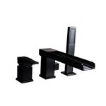 Casa si Gradina - Sanitare - Lavoar baie si accesorii - Baterii sanitare - Set baterie cada si baterie chiuveta, Blackswan, Tip M34, model negru mat, dimensiune 25.5 cm - Infinity.ro