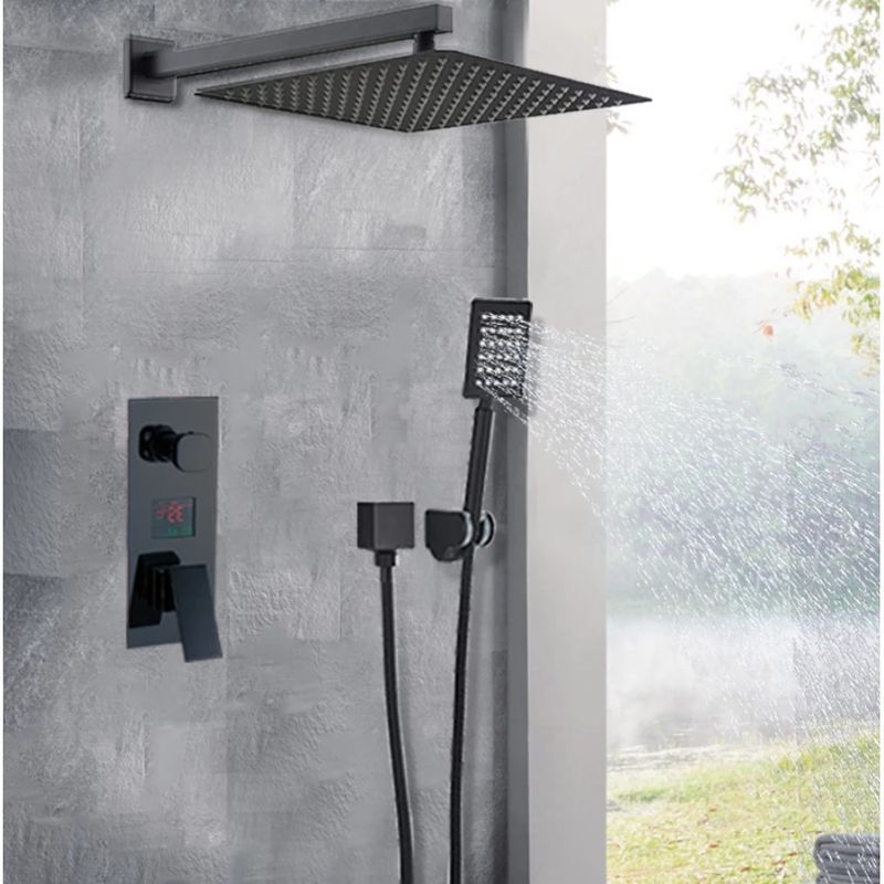 Casa si Gradina - Sanitare - Lavoar baie si accesorii - Baterii sanitare - Set baterie dus, Blackswan, Tip M73.27, model negru mat, dimensiune 40x40 cm - Infinity.ro