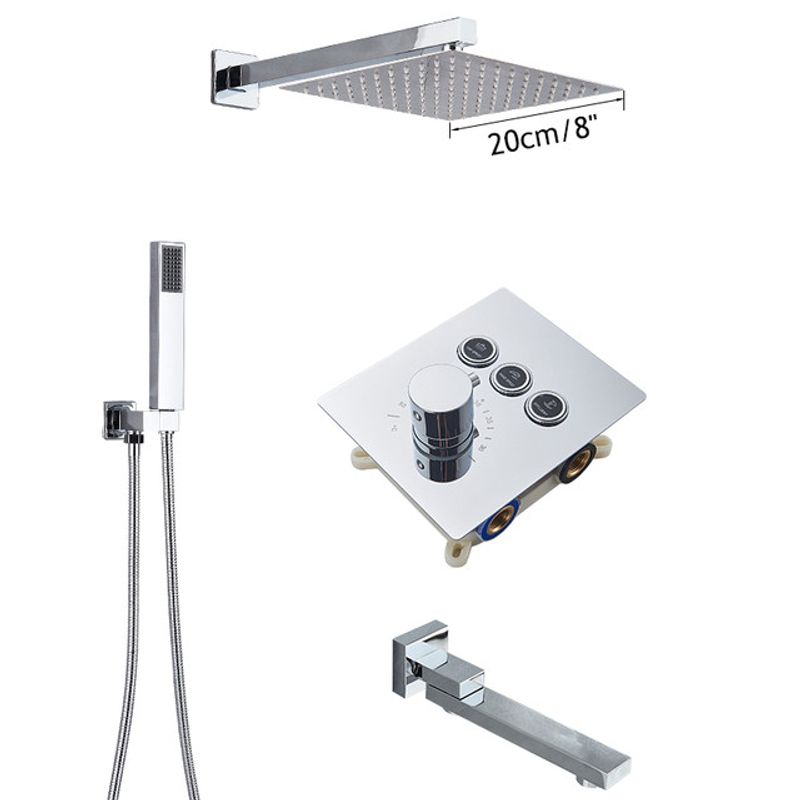 Casa si Gradina - Sanitare - Lavoar baie si accesorii - Baterii sanitare - Set baterie dus, Blackswan, Tip M187, model crom, cu 3 cai, termostat si pipa mobila, dimensiune 20 cm - Infinity.ro