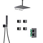 Casa si Gradina - Sanitare - Lavoar baie si accesorii - Baterii sanitare - Set baterie dus, Blackswan, Tip M73.61 Duze masaj, model negru mat, dimensiune 40 cm - Infinity.ro