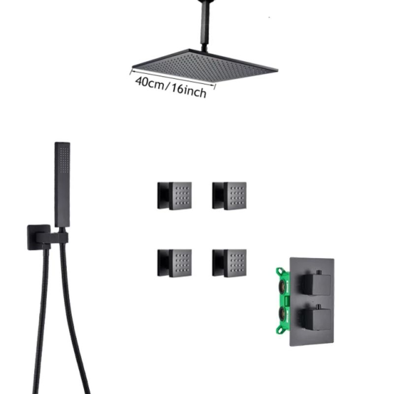 Casa si Gradina - Sanitare - Lavoar baie si accesorii - Baterii sanitare - Set baterie dus, Blackswan, Tip M73.61 Duze masaj, model negru mat, dimensiune 40 cm - Infinity.ro