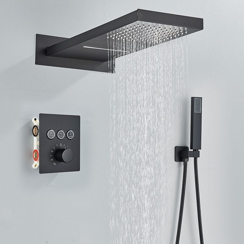 Casa si Gradina - Sanitare - Lavoar baie si accesorii - Baterii sanitare - Set baterie dus, Blackswan, Tip M164, model negru mat, cu 2 cai, termostat, dimensiune 54 cm - Infinity.ro