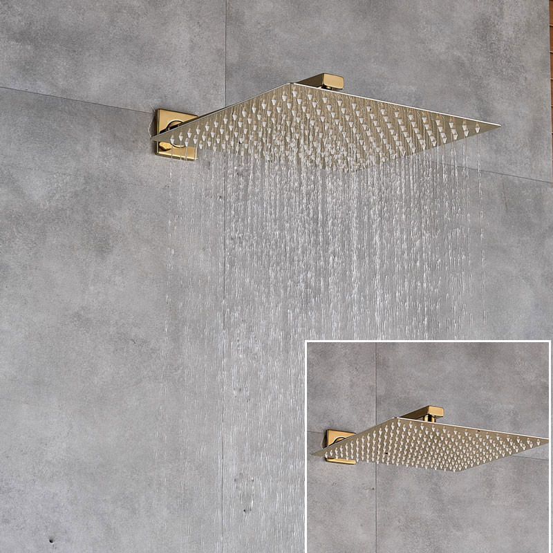 Casa si Gradina - Sanitare - Lavoar baie si accesorii - Baterii sanitare - Set baterie dus, Blackswan, Tip M193, model auriu lucios, 2 cai si termostat, dimensiune 20 cm - Infinity.ro