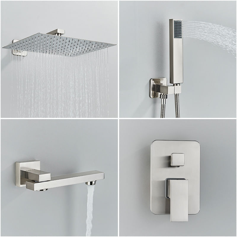Casa si Gradina - Sanitare - Lavoar baie si accesorii - Baterii sanitare - Set baterie dus, Blackswan, Tip M175, model nichel mat, cu 3 cai si pipa mobila, dimensiune 30 cm - Infinity.ro