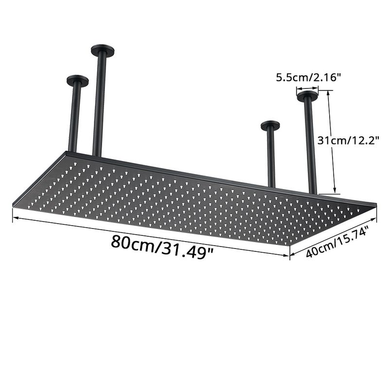 Casa si Gradina - Sanitare - Lavoar baie si accesorii - Baterii sanitare - Set baterie dus, Blackswan, Tip M157, model negru mat, cu 2 cai, termostat si montare tavan, dimensiune 80 cm - Infinity.ro