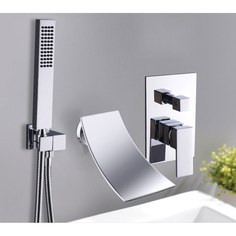 Casa si Gradina - Sanitare - Lavoar baie si accesorii - Baterii sanitare - Set baterie cada si baterie chiuveta, Blackswan, Tip M2, model crom lucios, dimensiune 18 cm - Infinity.ro