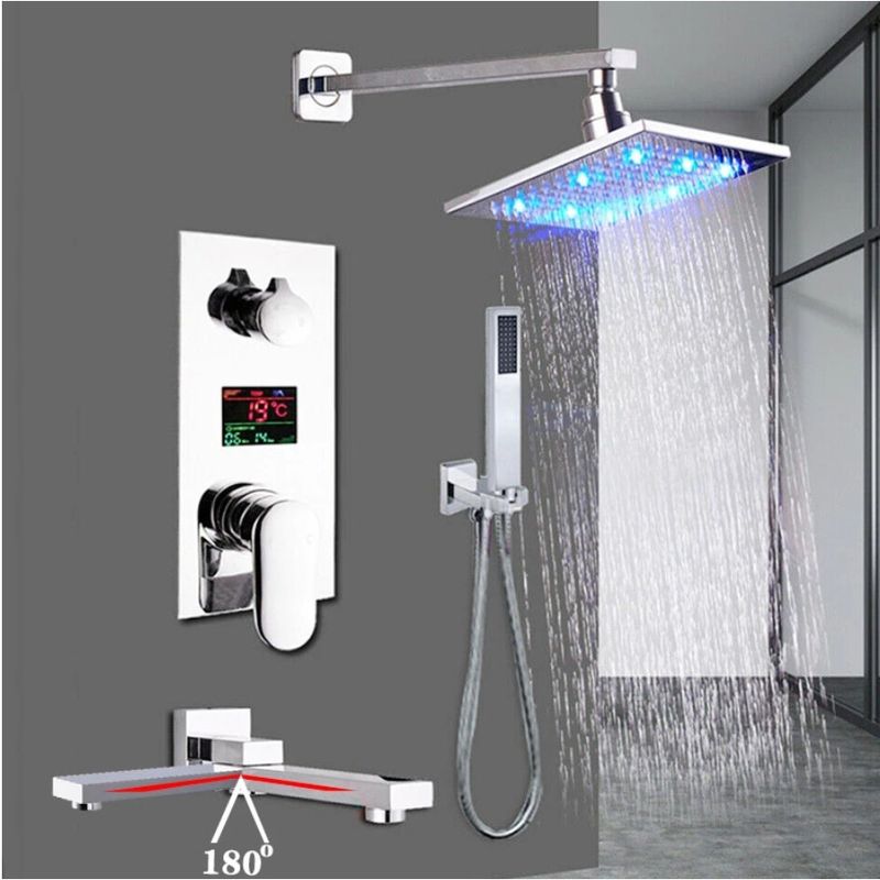 Casa si Gradina - Sanitare - Lavoar baie si accesorii - Baterii sanitare - Set baterie dus, Blackswan, Tip M73.65 LED, model crom lucios, dimensiune 40 cm - Infinity.ro