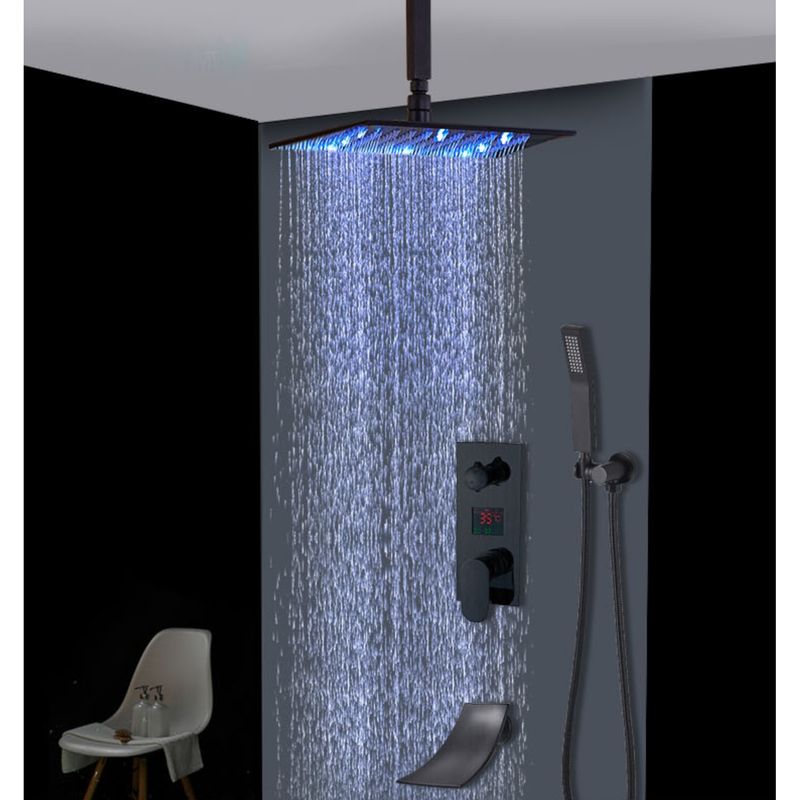 Casa si Gradina - Sanitare - Lavoar baie si accesorii - Baterii sanitare - Set baterie dus, Blackswan, Tip M3.15 LED, model negru mat, dimensiune 30 cm - Infinity.ro