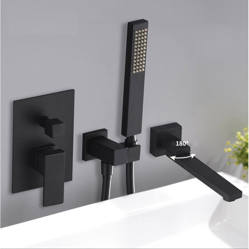 Casa si Gradina - Sanitare - Lavoar baie si accesorii - Baterii sanitare - Set baterie cada si baterie chiuveta, Blackswan, Tip M73, model negru mat, dimensiune 21.2 cm - Infinity.ro