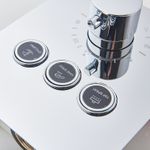 Casa si Gradina - Sanitare - Lavoar baie si accesorii - Baterii sanitare - Set baterie dus, Blackswan, Tip M188, model crom, cu 3 cai, termostat si pipa mobila, dimensiune 25 cm - Infinity.ro