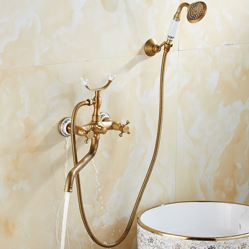 Casa si Gradina - Sanitare - Lavoar baie si accesorii - Baterii sanitare - Set baterie cada si chiuveta, Blackswan, Tip M40.4, model bronz antichizat, dimensiune 30 cm - Infinity.ro