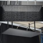 Casa si Gradina - Sanitare - Lavoar baie si accesorii - Baterii sanitare - Set baterie dus, Blackswan, Tip M157, model negru mat, cu 2 cai, termostat si montare tavan, dimensiune 80 cm - Infinity.ro