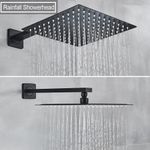 Casa si Gradina - Sanitare - Lavoar baie si accesorii - Baterii sanitare - Set baterie dus, Blackswan, Tip M77.4, model cascada negru mat, dimensiune 40 cm - Infinity.ro