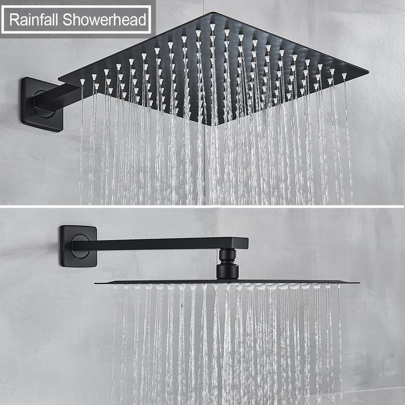 Casa si Gradina - Sanitare - Lavoar baie si accesorii - Baterii sanitare - Set baterie dus, Blackswan, Tip M77.4, model cascada negru mat, dimensiune 40 cm - Infinity.ro