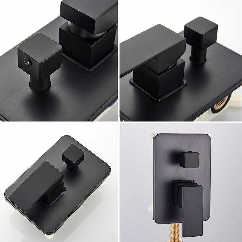 Casa si Gradina - Sanitare - Lavoar baie si accesorii - Baterii sanitare - Set baterie dus, Blackswan, Tip M77.4, model cascada negru mat, dimensiune 40 cm - Infinity.ro