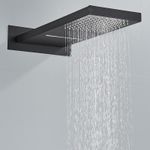 Casa si Gradina - Sanitare - Lavoar baie si accesorii - Baterii sanitare - Set baterie dus, Blackswan, Tip M164, model negru mat, cu 2 cai, termostat, dimensiune 54 cm - Infinity.ro