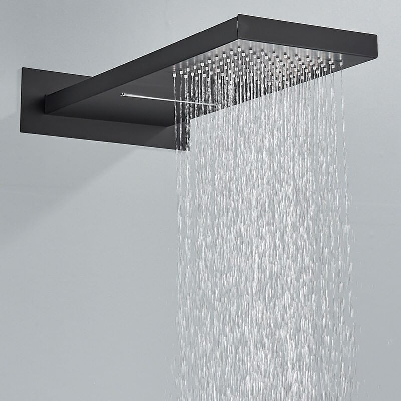 Casa si Gradina - Sanitare - Lavoar baie si accesorii - Baterii sanitare - Set baterie dus, Blackswan, Tip M164, model negru mat, cu 2 cai, termostat, dimensiune 54 cm - Infinity.ro