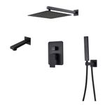 Casa si Gradina - Sanitare - Lavoar baie si accesorii - Baterii sanitare - Set baterie dus, Blackswan, Tip M73.58, model negru mat, dimensiune 40 cm - Infinity.ro