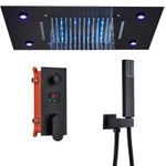Casa si Gradina - Sanitare - Lavoar baie si accesorii - Baterii sanitare - Set baterie dus, Blackswan, Tip M114, model SPA cu LED negru mat, dimensiune 50 cm - Infinity.ro
