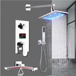 Casa si Gradina - Sanitare - Lavoar baie si accesorii - Baterii sanitare - Set baterie dus, Blackswan, Tip M73.64 LED, model crom lucios, dimensiune 20 cm - Infinity.ro
