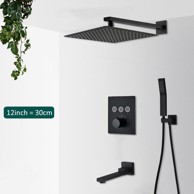 Casa si Gradina - Sanitare - Lavoar baie si accesorii - Baterii sanitare - Set baterie dus, Blackswan, Tip M151, model negru mat, cu 3 cai, termostat si pipa mobila, dimensiune 30 cm - Infinity.ro