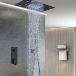 Casa si Gradina - Sanitare - Lavoar baie si accesorii - Baterii sanitare - Set baterie dus, Blackswan, Tip M114, model SPA cu LED negru mat, dimensiune 50 cm - Infinity.ro