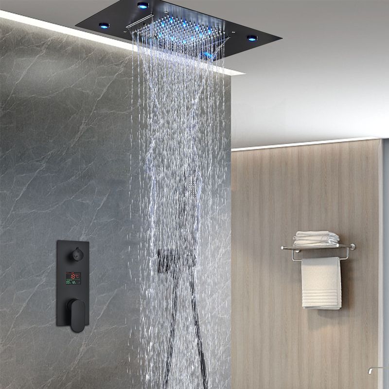 Casa si Gradina - Sanitare - Lavoar baie si accesorii - Baterii sanitare - Set baterie dus, Blackswan, Tip M114, model SPA cu LED negru mat, dimensiune 50 cm - Infinity.ro
