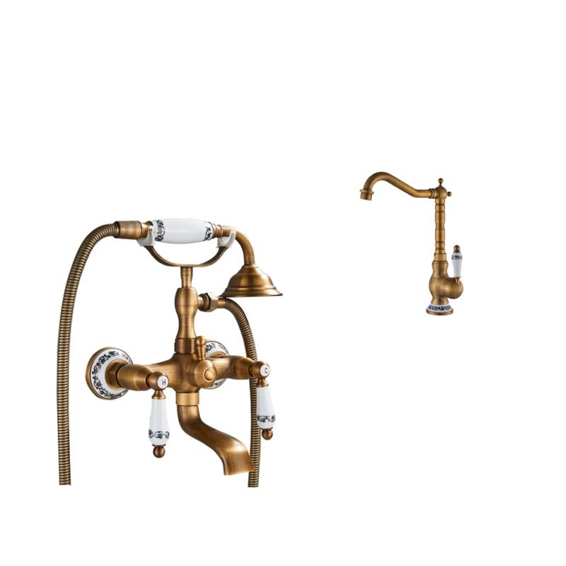 Casa si Gradina - Sanitare - Lavoar baie si accesorii - Baterii sanitare - Set baterie cada si chiuveta, Blackswan, Tip M40.3, model bronz antichizat, dimensiune 20 cm - Infinity.ro